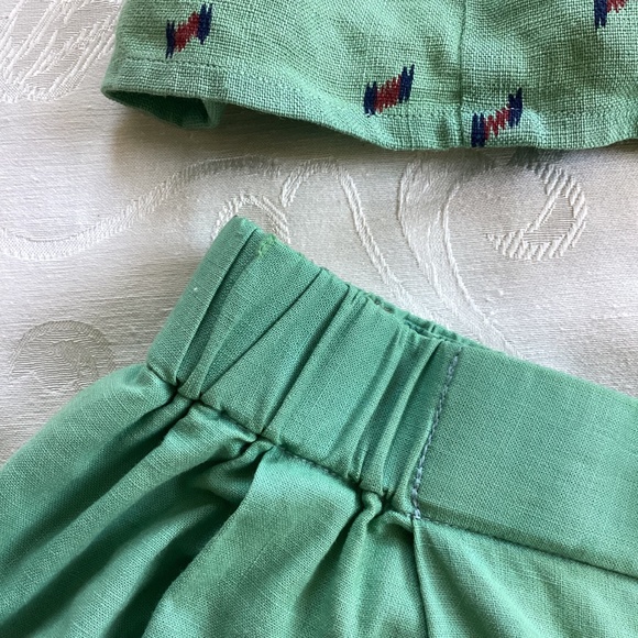 Vintage xs light green linen top, small marimekko linen pant set - Picture 6 of 8